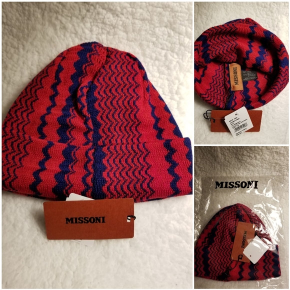 🎀❄NWT Missoni Zig Zag Wool Blend Beanie. Color: Red.🍂 - Picture 2 of 6